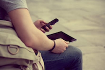 a student on their mobile device