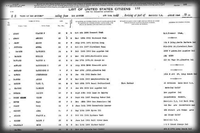 Passenger list from 1924