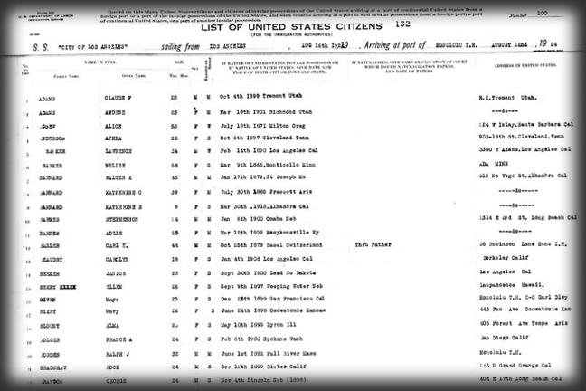 Passenger list from 1924