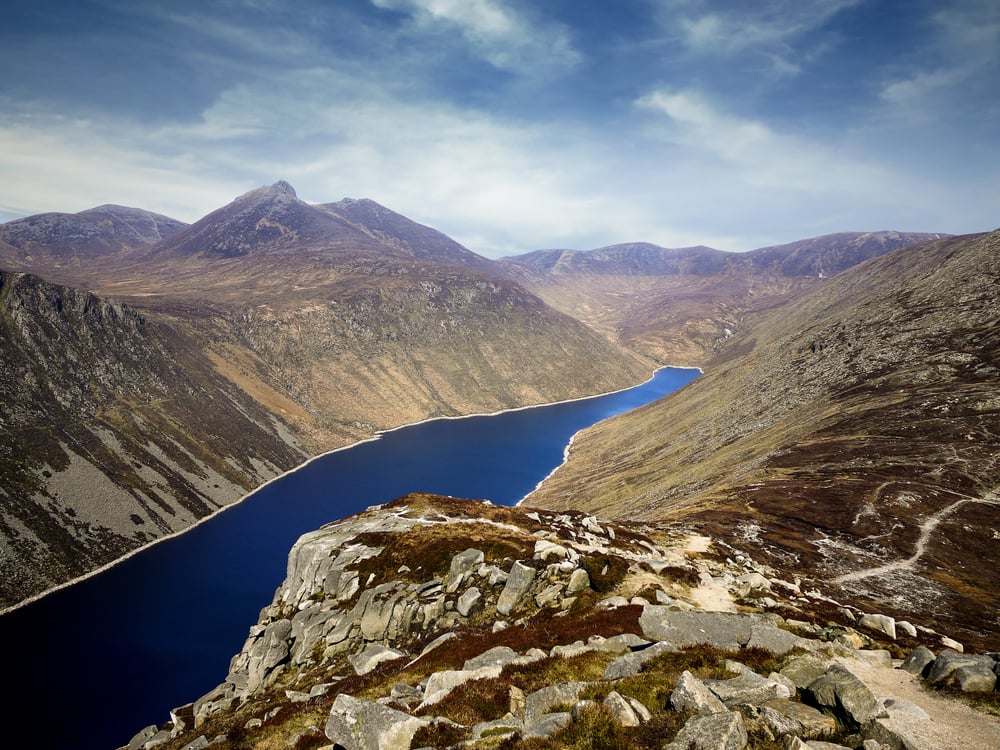 Mountains of Mourne, County Down, Northern Ireland: Ben Crom reservoir from Slieve Binnian.