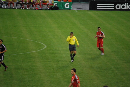 Decorative image of referee on a football field