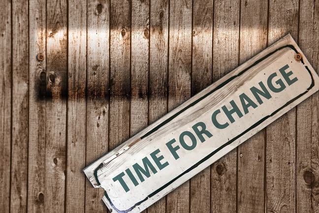 Sign reading "Time for Change"