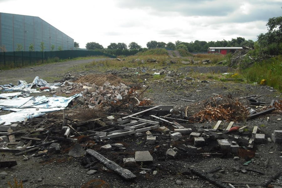 Pile of industrial solid waste at factory