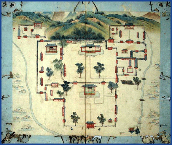 A drawing of the Sungkyunkwan from the Joseon era in Hanyang, the then capital.