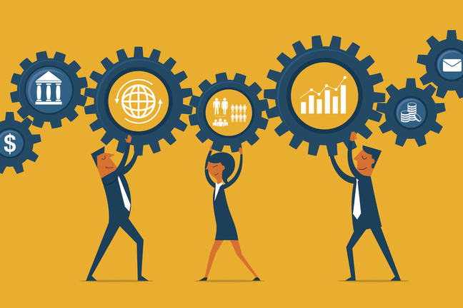 Teamwork of three people with different ideas regarding analysis, estimation and certification