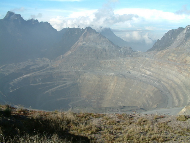 Image shows the Grasberg mine in West Papua