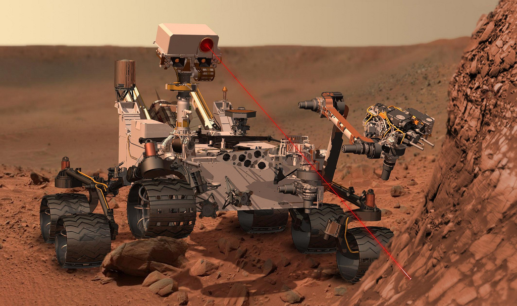 Mars Rover craft at work on Mars