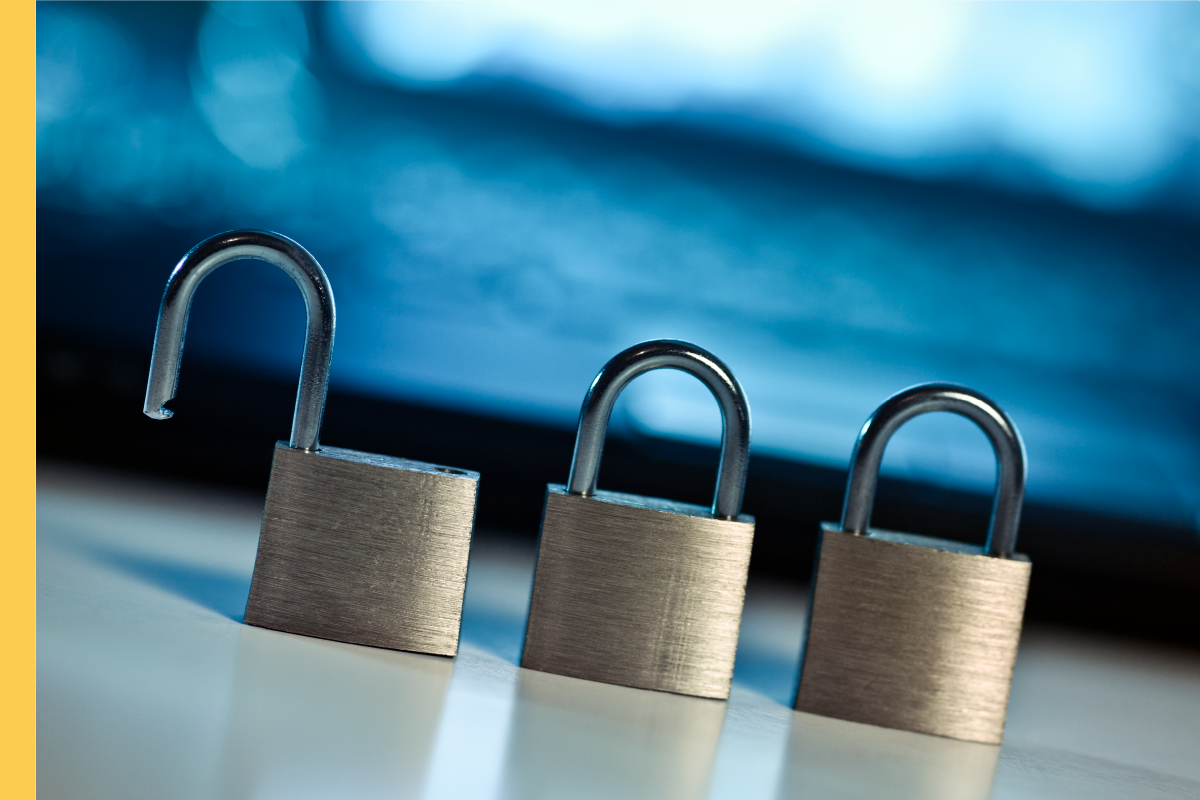 A series of locks on top of a keyboard.