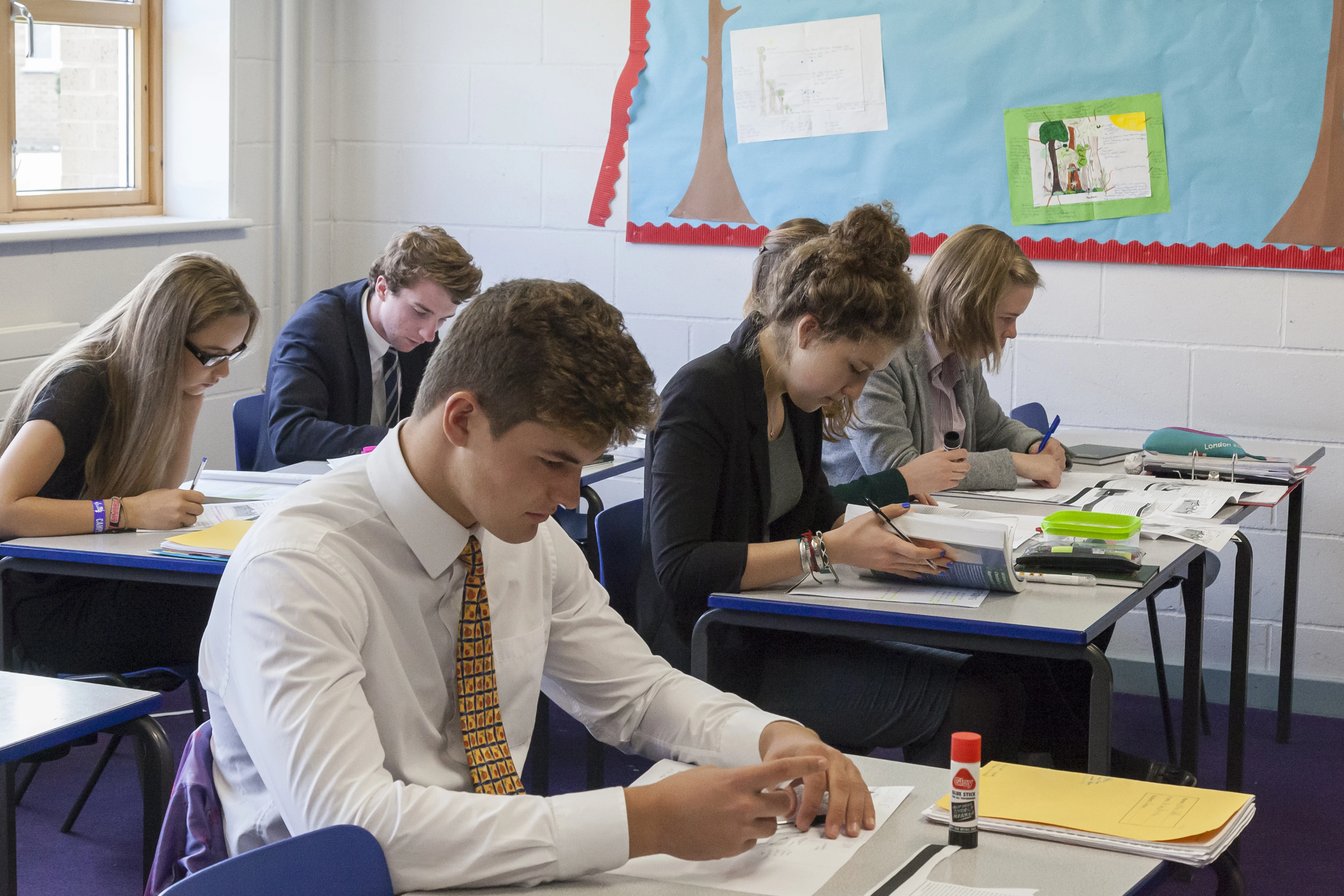 Students working in a classroom