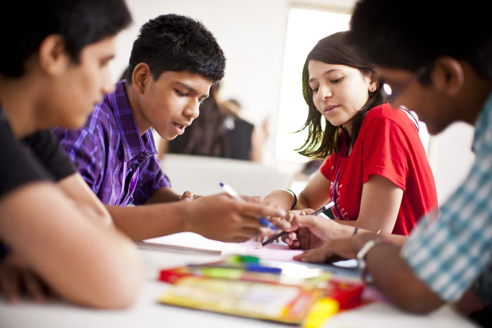 Some students doing a discussion activity