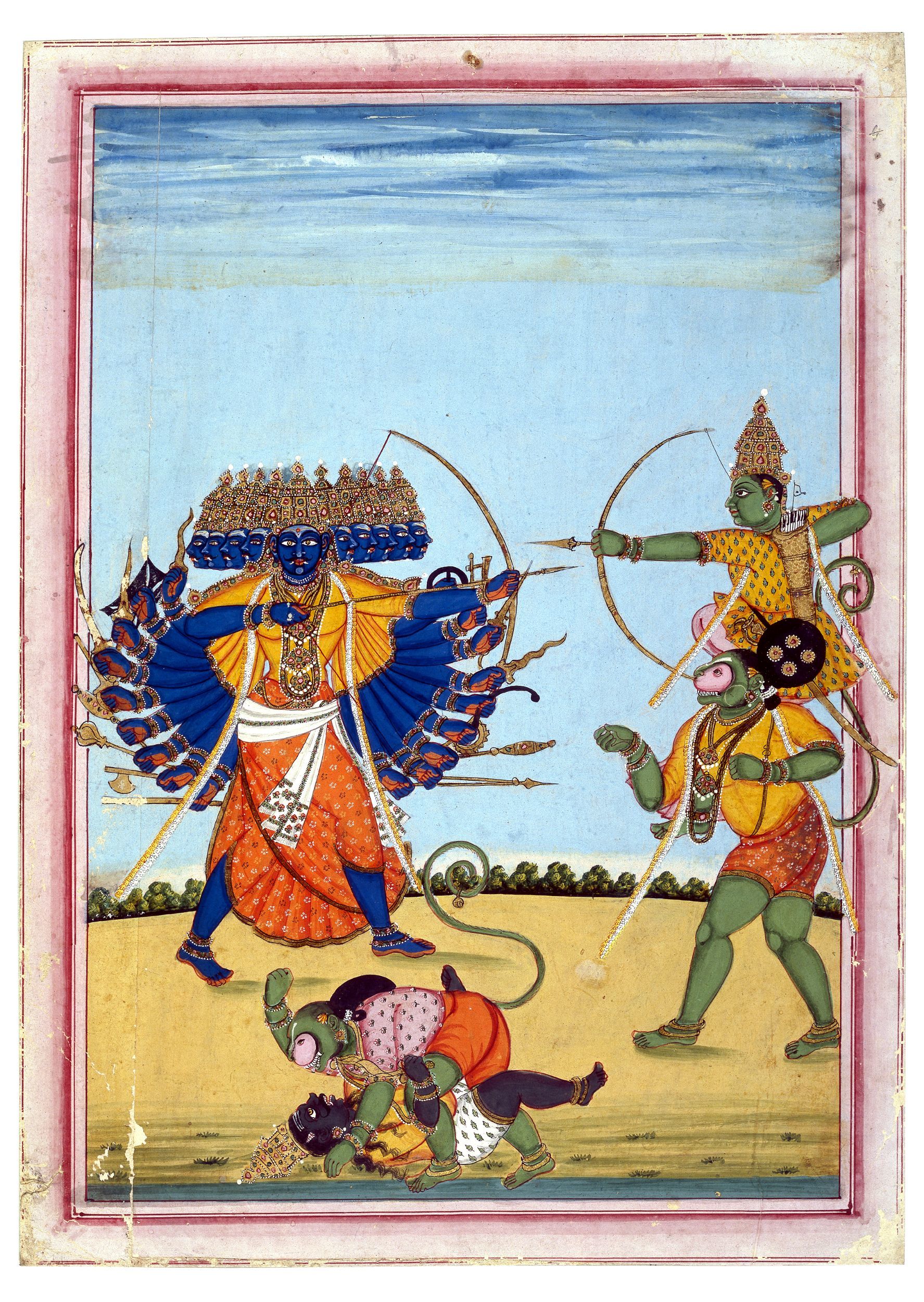 The picture from indian stories A combat of Rama and Ravana