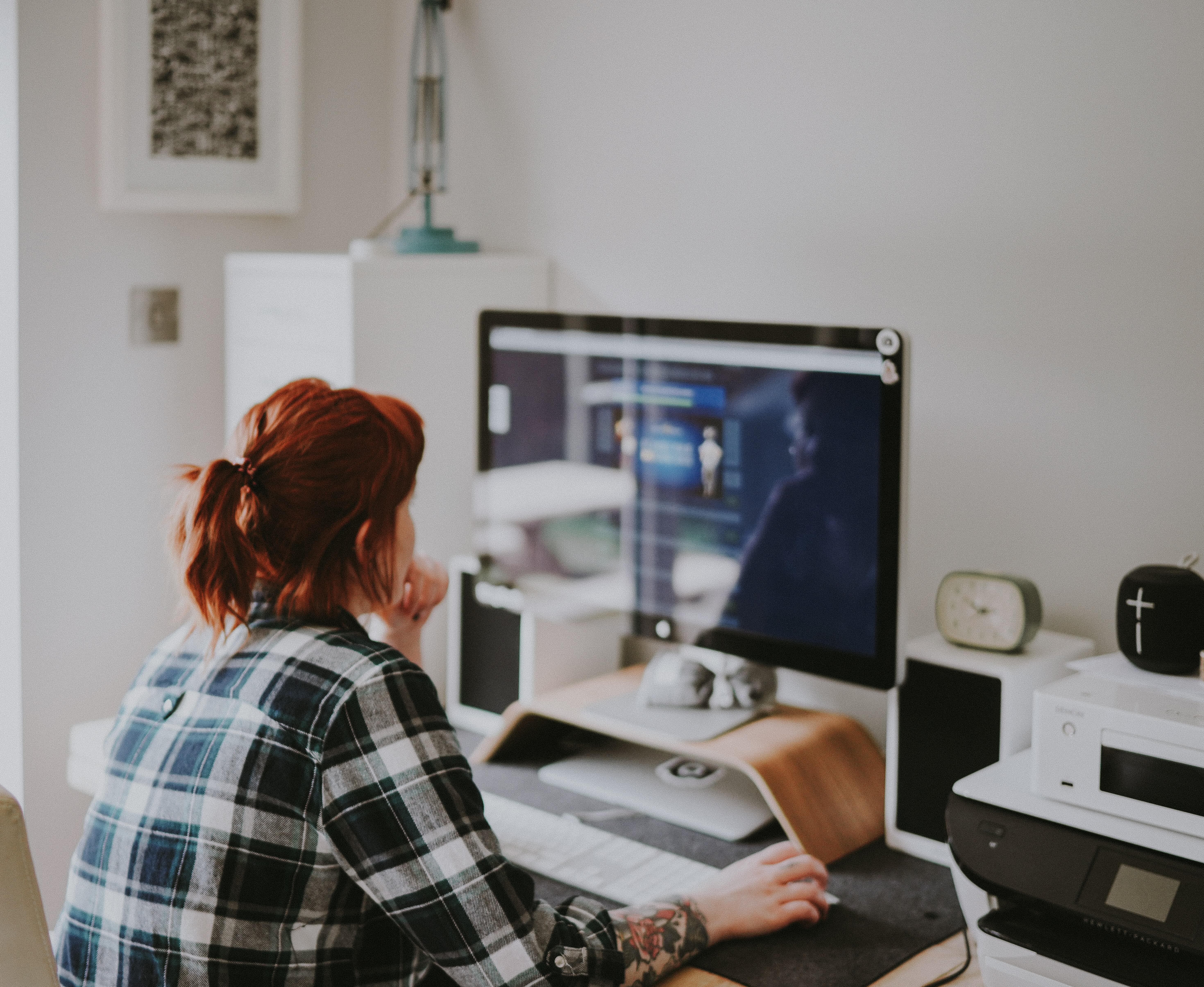 Girl working at her computer