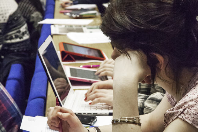 Students in a lecture theatre
