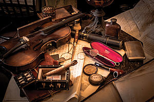 Antique trinkets on desk