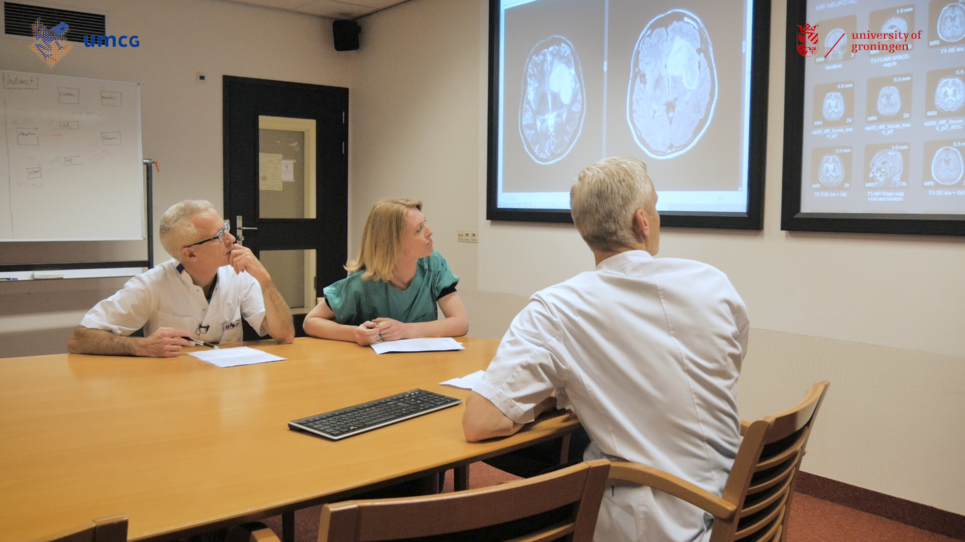 The clinicians discussing brain scans