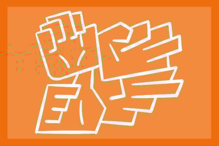 Stylized graphic of four hands fingerspelling the letters D, E, A, and F in Chinese Sign Language, on an orange background with bold white outlines.
