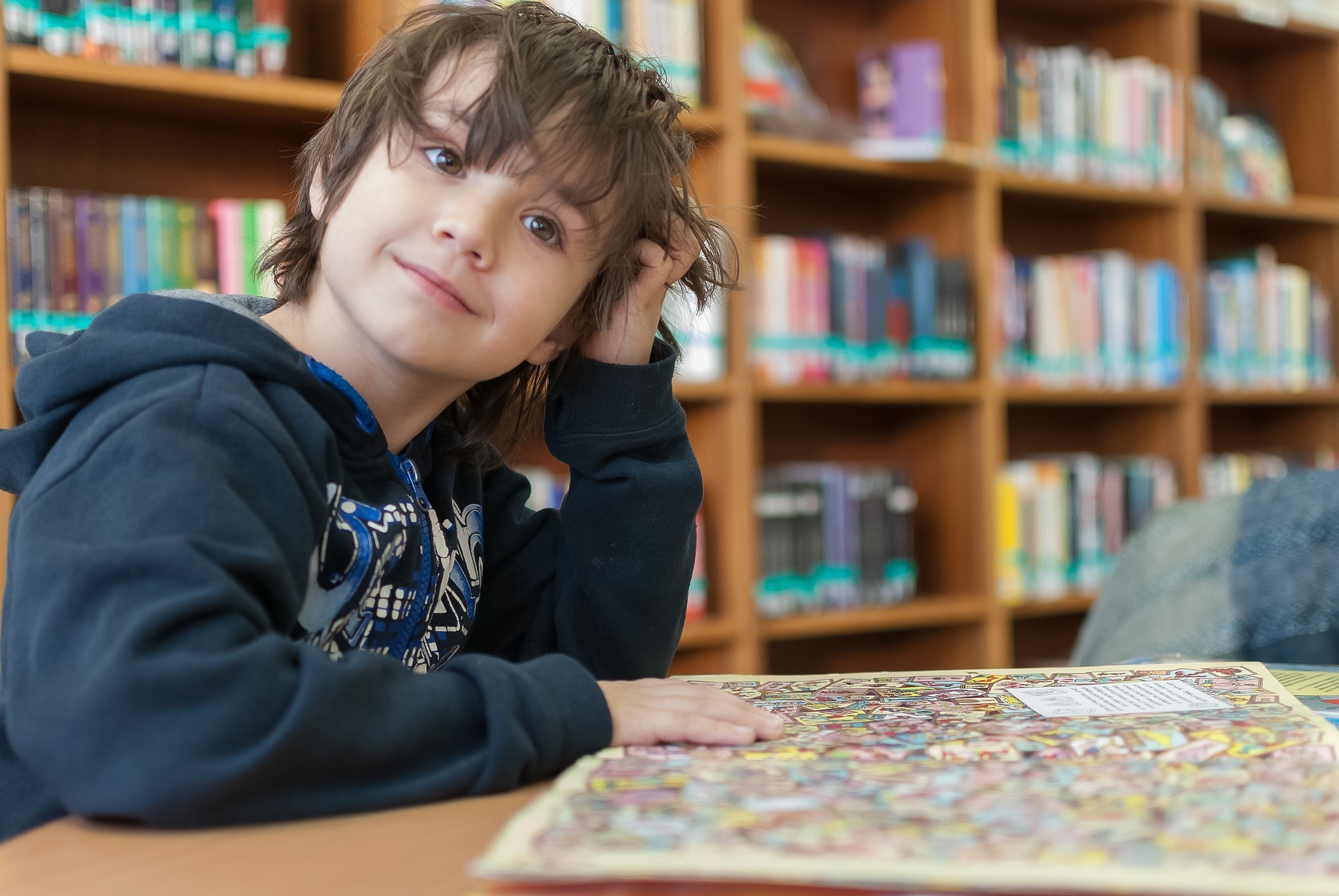 A child in a library