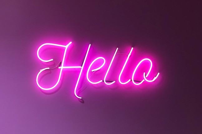 Neon hello sign