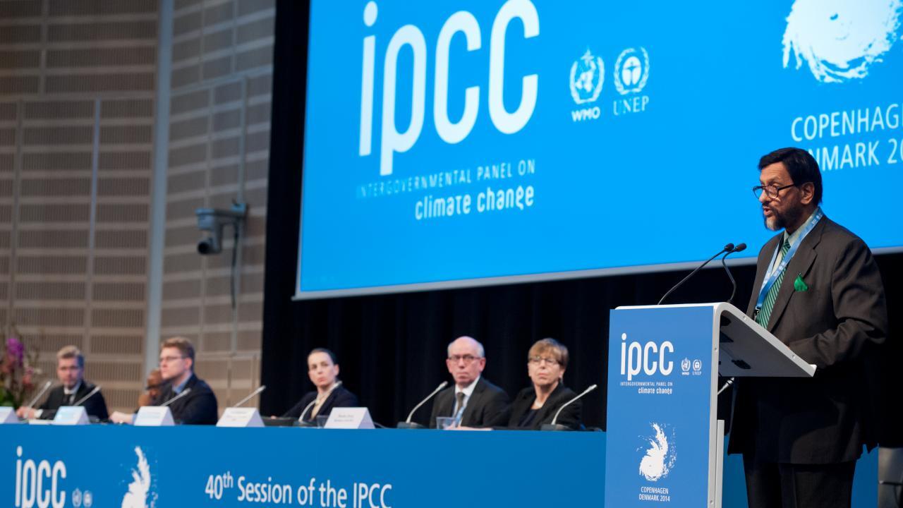 Rajendra Pachauri, chair of the IPCC, addresses the Copenhagen meeting