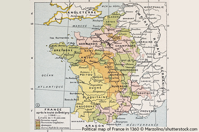 Political map of France, 1360