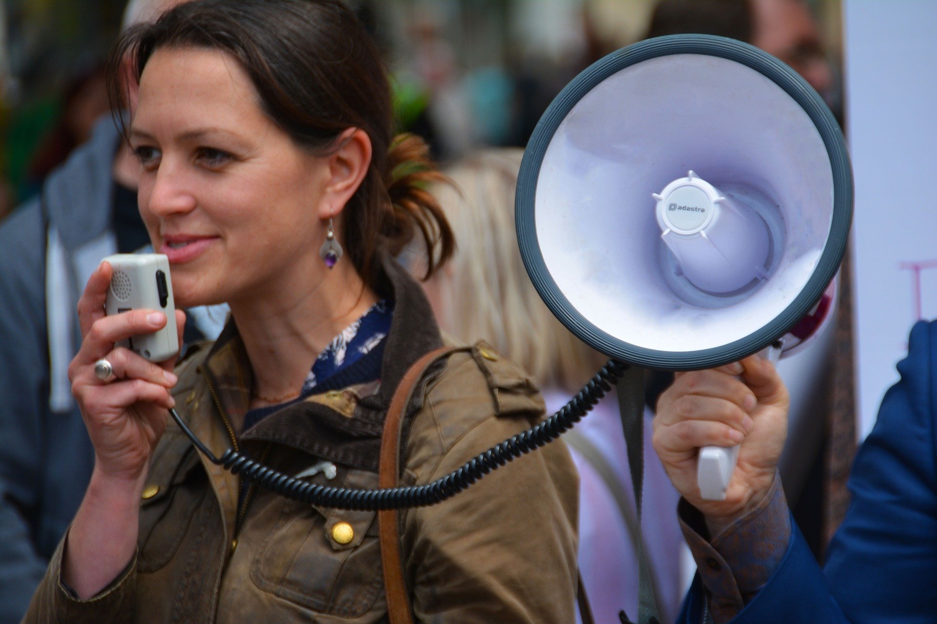 Speaker with megaphone