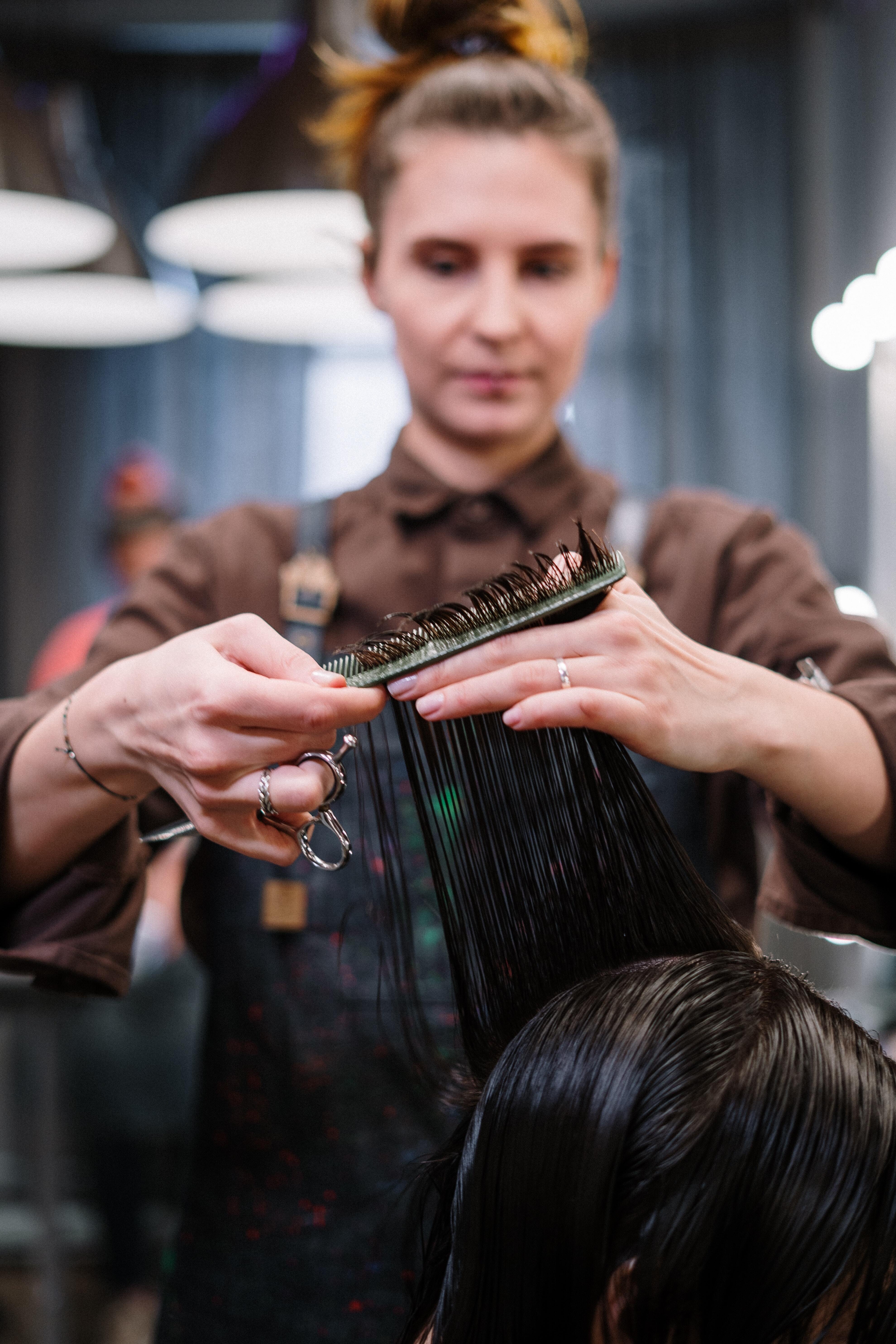 Person getting a haircut