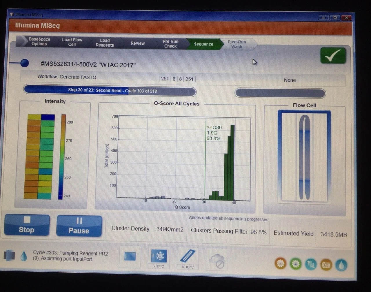 A screen image of Illumina MiSeq Output