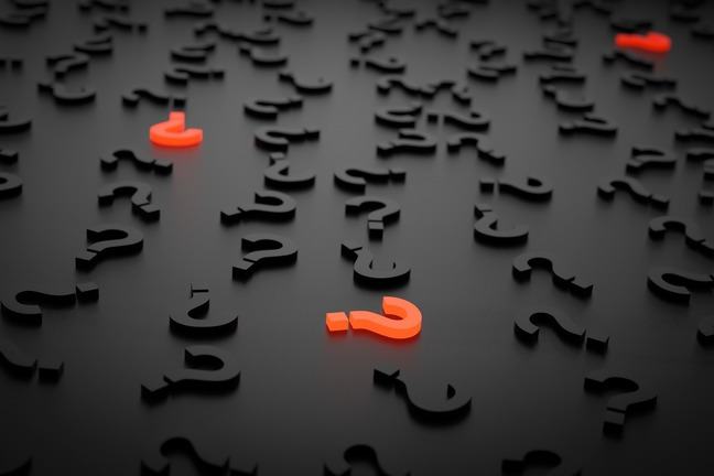 Question marks - mostly black, some red