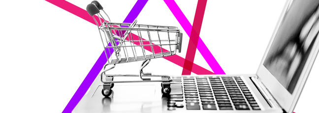 Laptop and shopping trolley