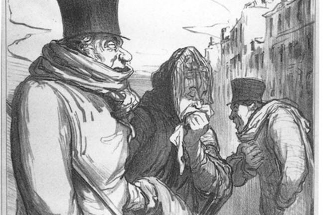 drawing by Honore Daumier from 1864, entitled "Paris, influenza"
