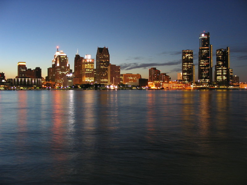 Skyline of city of Detroit