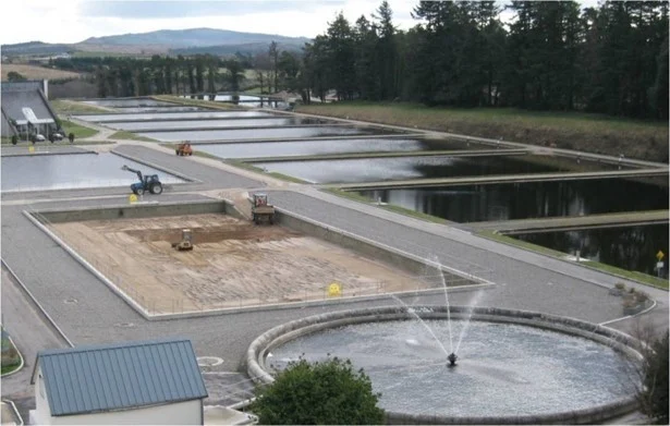 Slow sand filters at large-scale centralised treatment plant in Ireland.