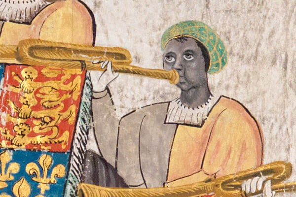 16th Century Image of John Blanke the Black Trumpeter at the Westminster Tournament