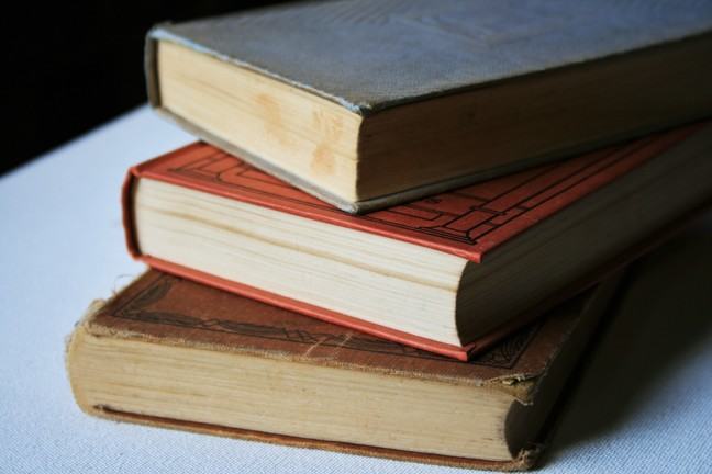 old books stacked