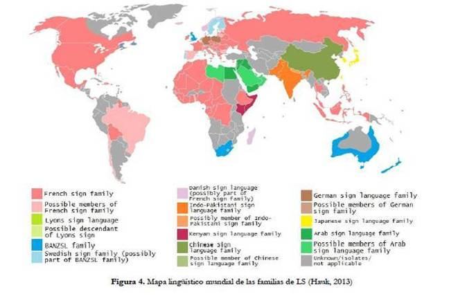 Mapa lingüístico mundial de las familias de LS (Hauk, 2013)