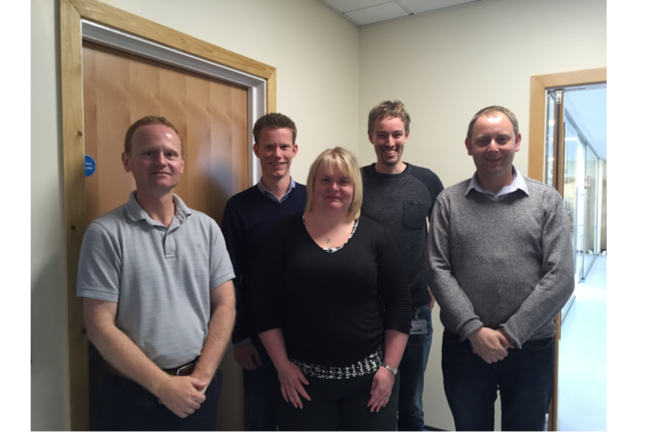 A photograph of the team of educators from left to right Professor Mark Viant, Dr Ralf Weber, Dr Catherine Winder, Drs Jasper Engel and Dr Warwick Dunn