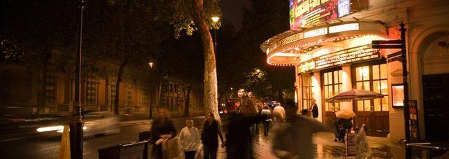 A busy street in London, UK, at night