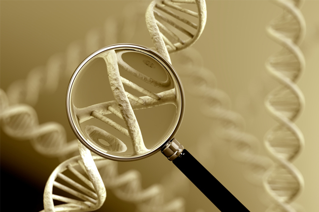 DNA strand under a magnifying glass