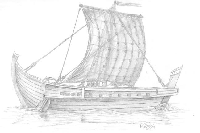 Artistic impression of a Roman period Sailing Ship