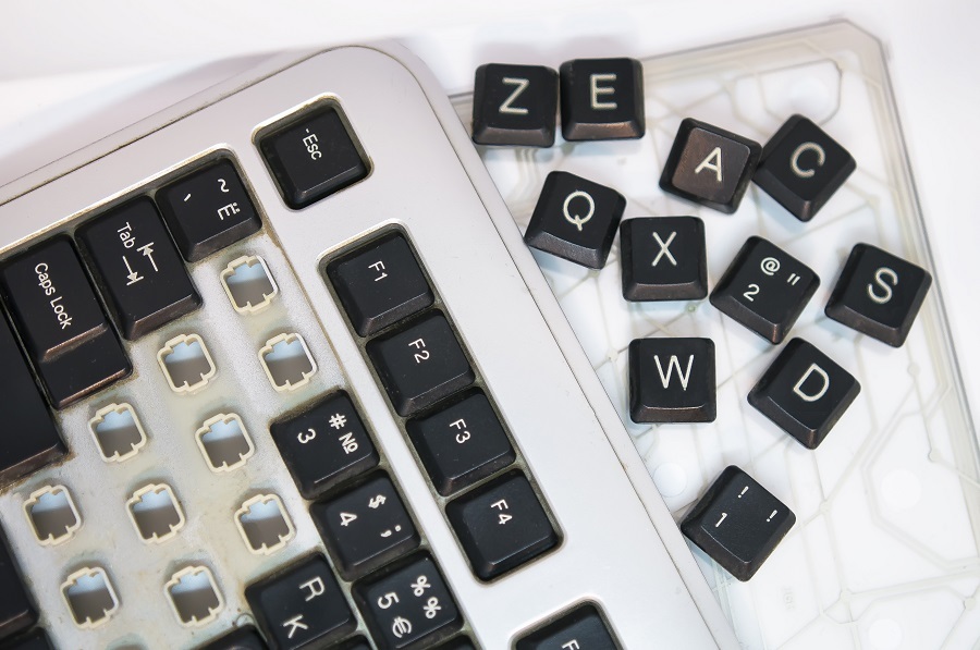 A keyboard with broken keys