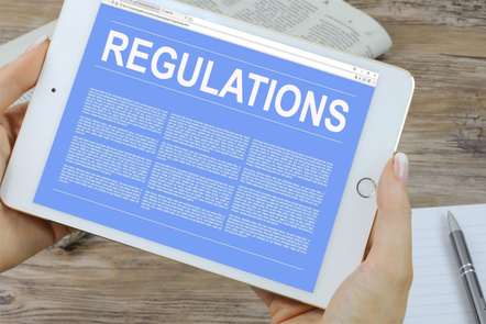 Close up of iPad screen with the word Regulations on the display