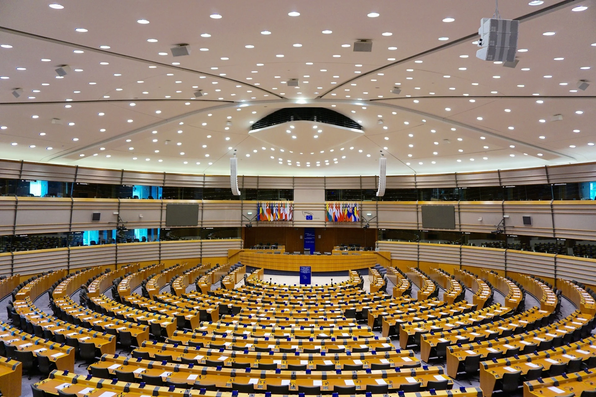 Conference room in EU parliament building, Brussels