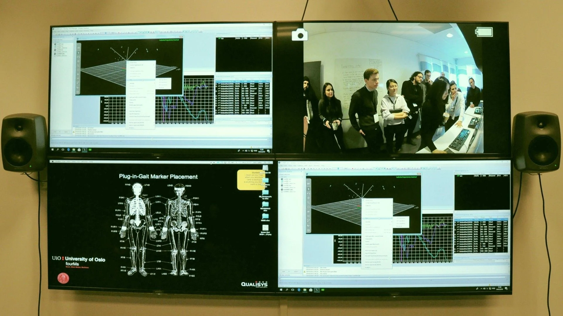 Screen with motion capture information.