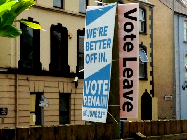 Remain and Leave posters in Omagh