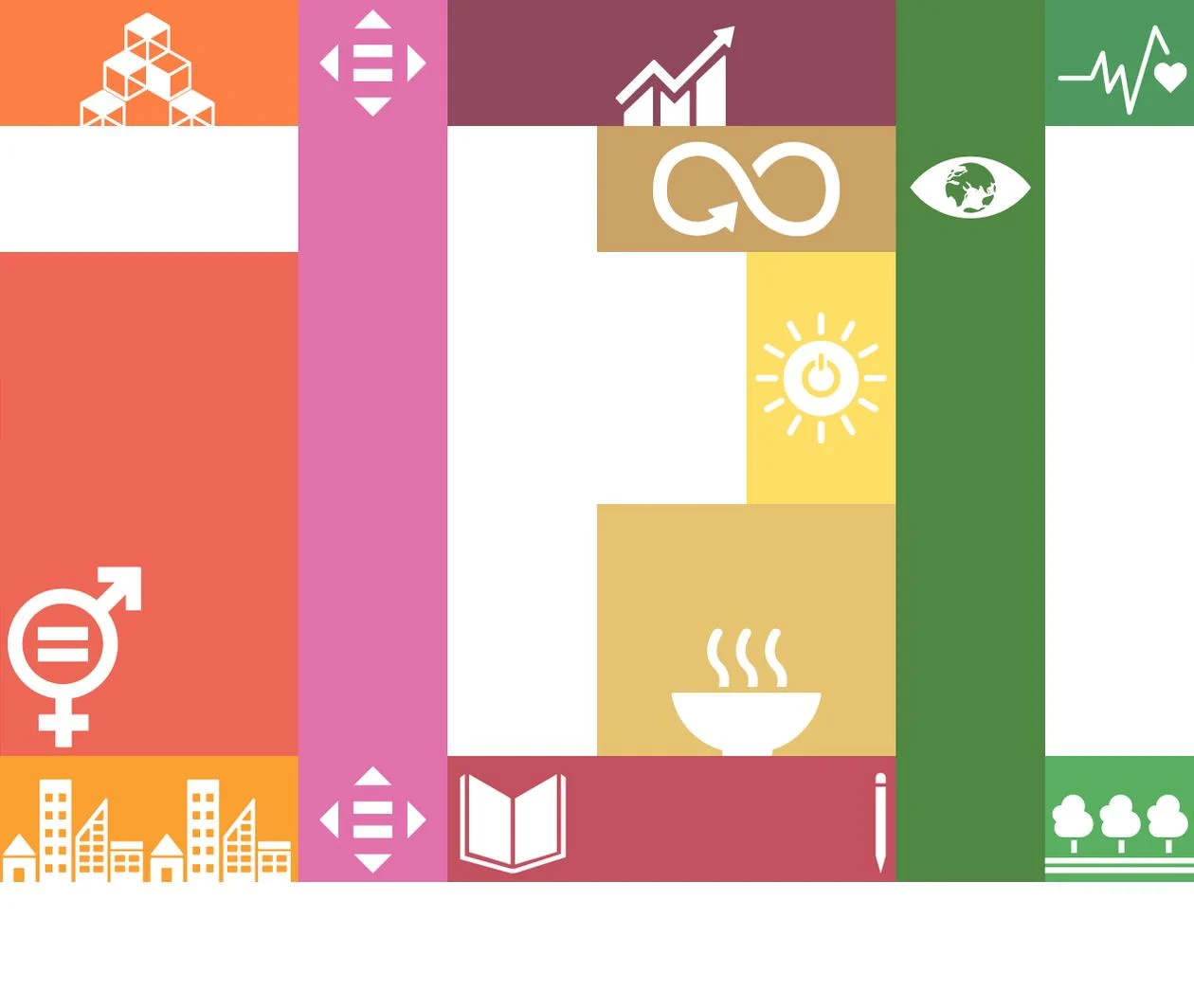 Incorporate the United Nations' concepts, icons, and colors from the SDGs into the term 'SDG.'