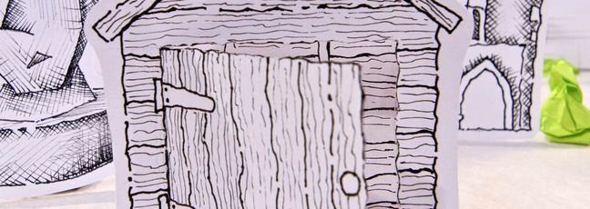 Line drawings of the enterprise shed, Newcastle Uni campus and local landmarks.