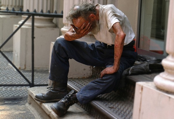 Man sitting on steps