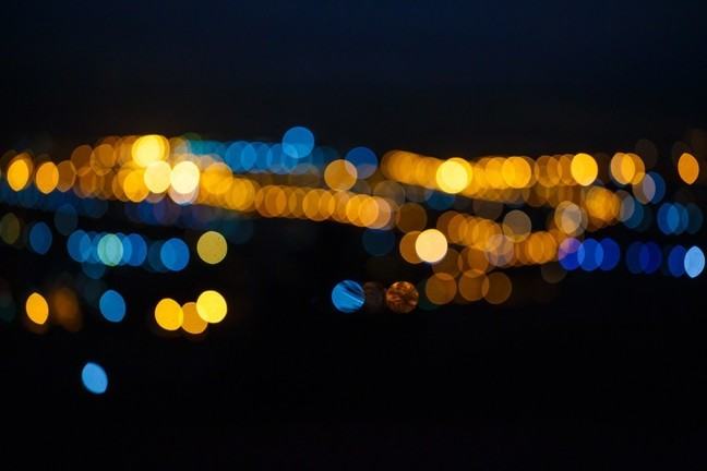 Abstract image of distant city lights out of focus