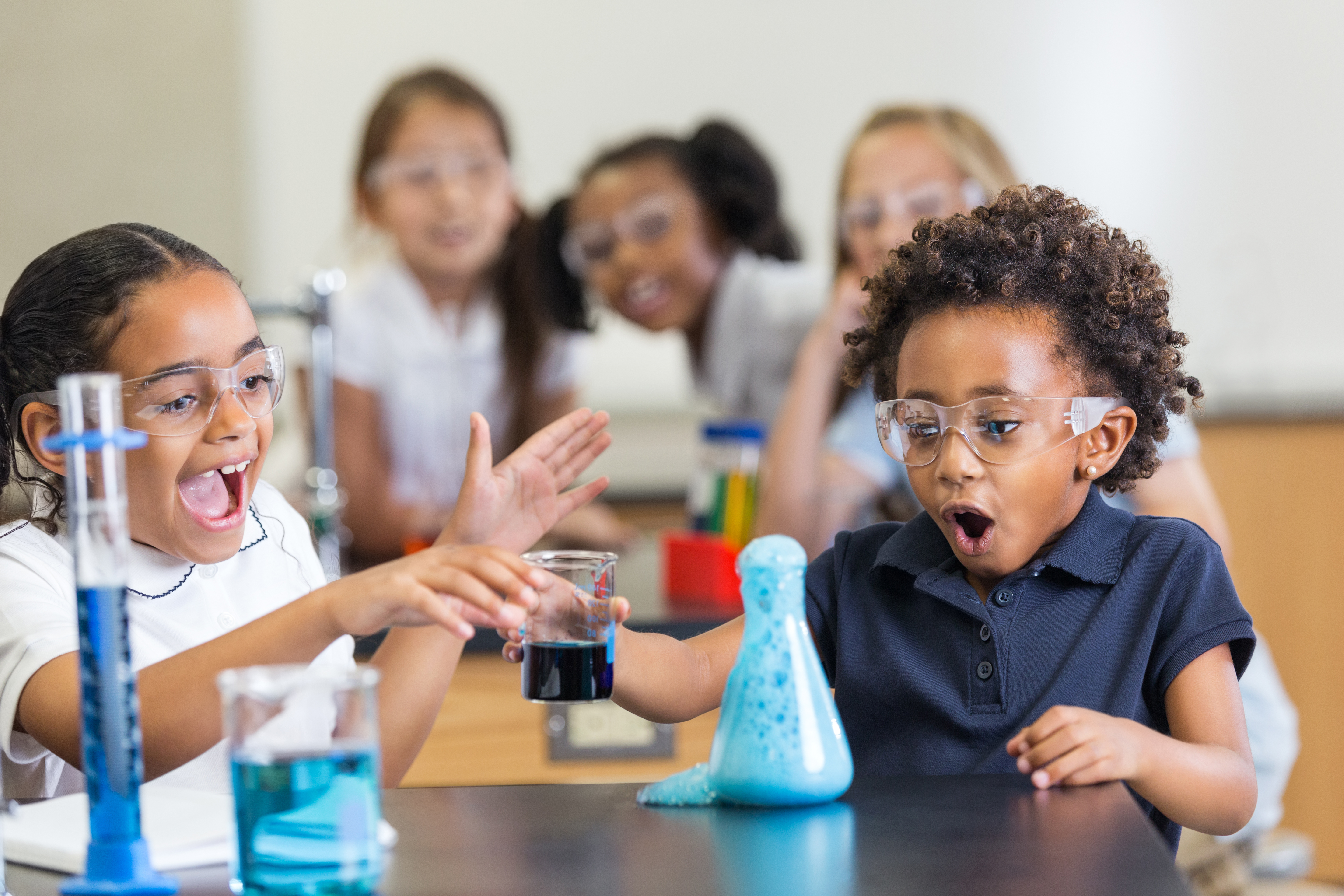 Children carrying out an experiment