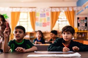 Image of two pupils in a classroom